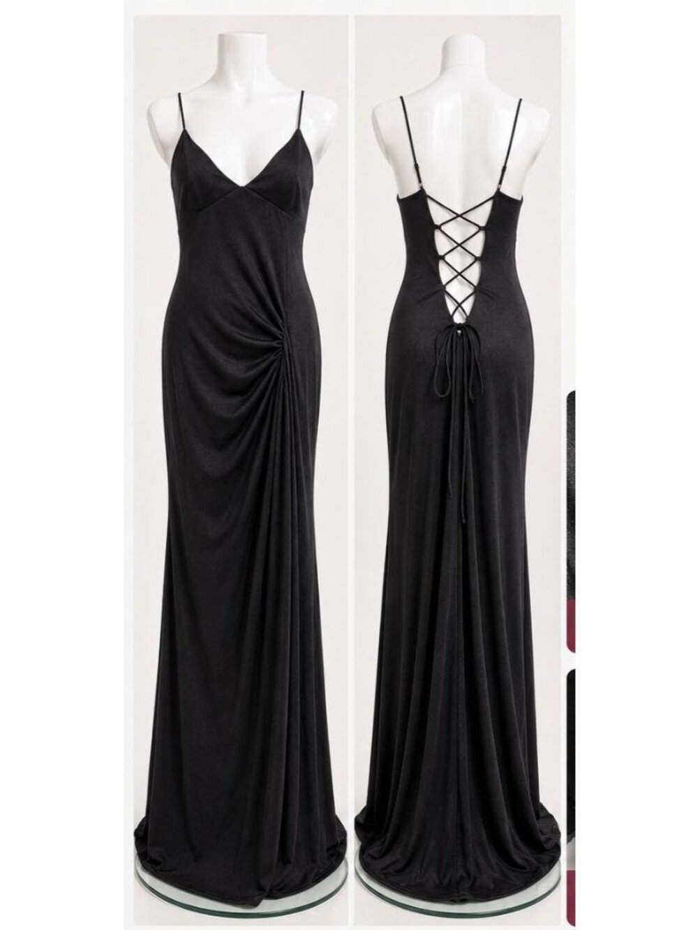 Amarra Black Maxi Dress Women 2 Dark Fairy Goth Whimsigoth Lace Up Y2K